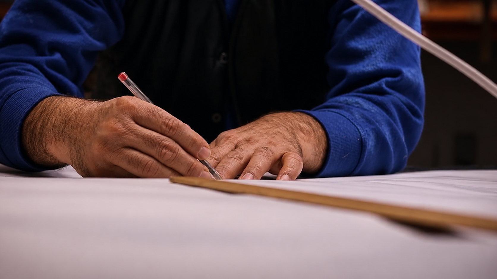 The Making of the Landowner Fishtail Parka, Marking the pattern by hand
